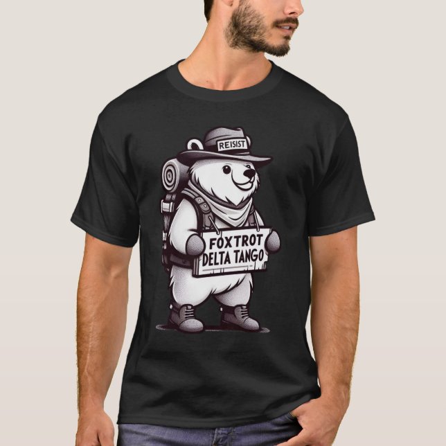 Camiseta Humor Bear Tee - Foxtrot Delta Tango Quote Design (Frente)