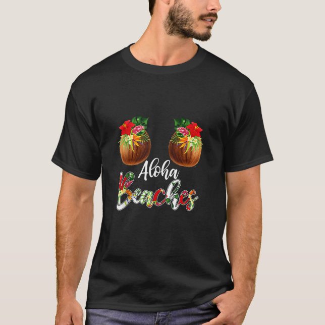 Camiseta Humor Coconut Bra Flower Hawaii Aloha Funny Beache (Frente)