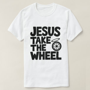 Camiseta Humor Cristão – Jesus Assume o Volante