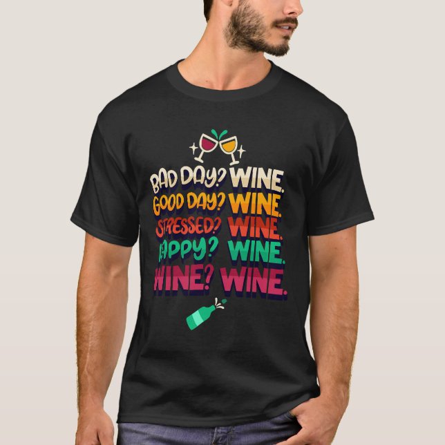 Camiseta Humor de Bebida de Álcool Vinho (Frente)