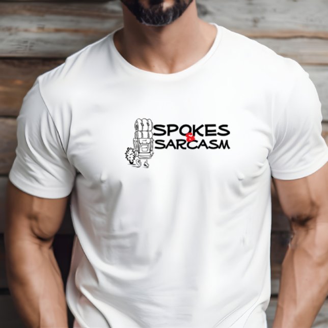 Camiseta Humor de camping de caminhada preto (Hiker camping T-Shirt with ironic phrase "spokes and sarcasm")
