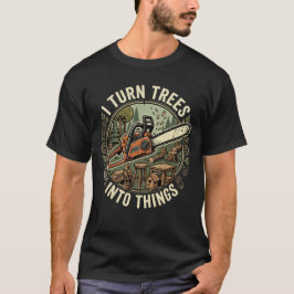 Camiseta Humor de Carpinteiro Eu Transformo Árvores em Cois