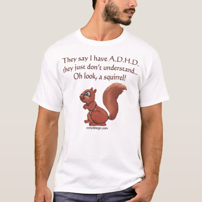 Camiseta Humor de Esquilo ADHD (Frente)