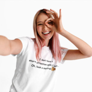 Camiseta Humor de Esquilo de Atenção Curta