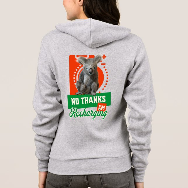 Camiseta Humor de Koala Carregando Introvertido (Verso)