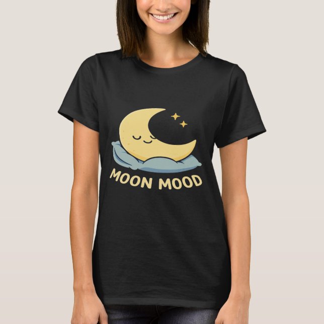 Camiseta Humor de Lua - Design de Lua Dormindo Bonita (Frente)