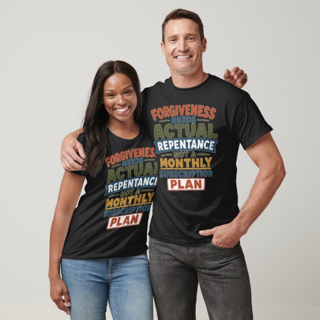 Camiseta Humor de Perdão e Arrependimento Cristão Fé (Unissex)