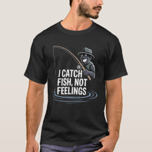 Camiseta Humor de Pesca Pegue Peixes Não Sentimentos Design