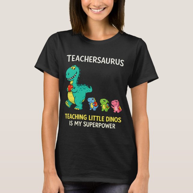 Camiseta Humor de professor Teachersaurus com pequenos dino (Frente)