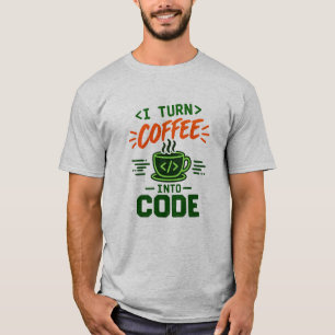 Camiseta Humor de Programador de TI Eu Transformo Café em C