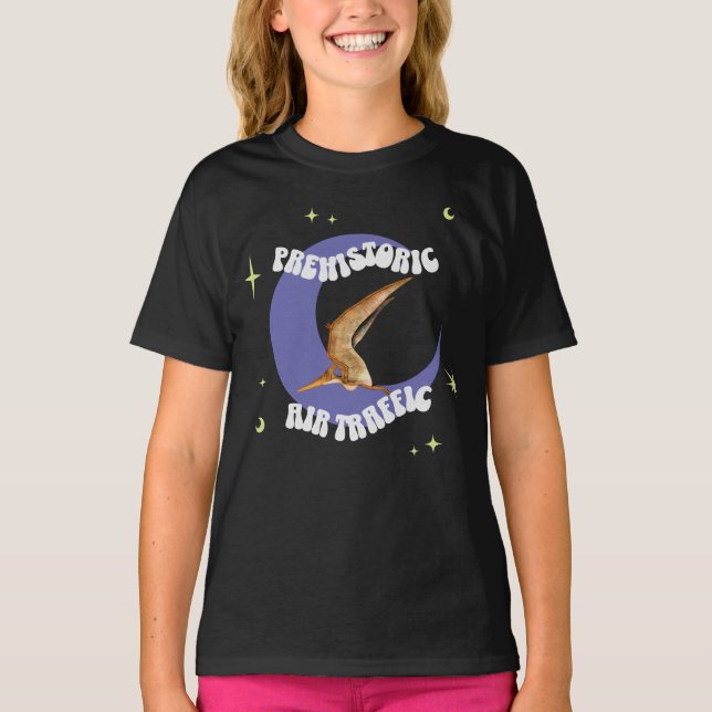 Camiseta Humor de Pterodáctilo da Lua de Aviação Engraçado (Frente)