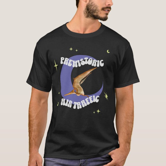 Camiseta Humor de Pterodáctilo da Lua de Aviação Engraçado (Frente)