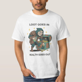 Camiseta Humor de RPG O Saque Entra A Saúde Sai