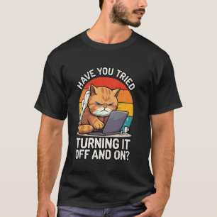 Camiseta Humor de Suporte Técnico de TI Gatos Engenheiros d