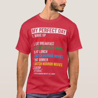 Camiseta Humor Divertido Meu Dia Perfeito Filme de Terror A