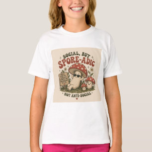 Camiseta Humor Espórico – Design Retro de Cogumelo Fofo e R
