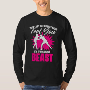 Camiseta Humor Esportivo de Luta Livre para uma Garota Luta
