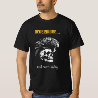 Camiseta Humor Gótico com Raven e Crânio