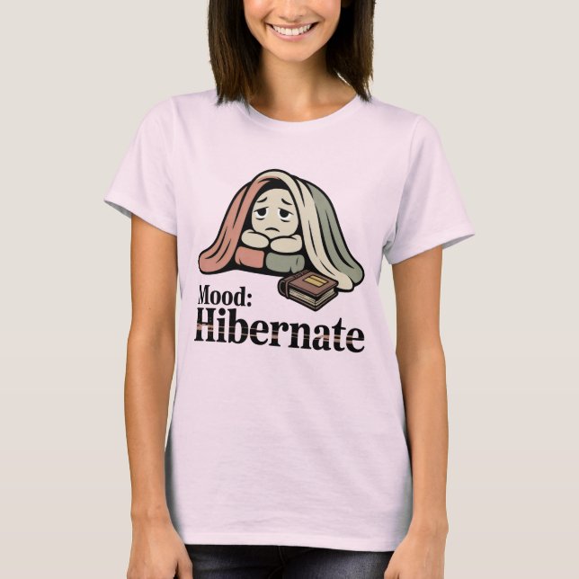Camiseta Humor: Hibernar | Cobertor Engraçado de Fadiga Emo (Frente)