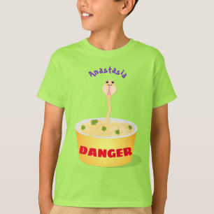 Camiseta Humor ilustrativo de cobra de desenho de macarrão