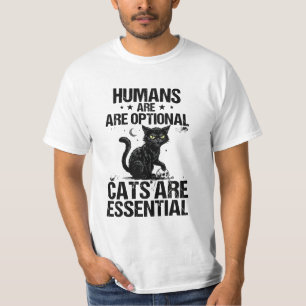 Camiseta Humor Negro Humanos São Opcionais Gatos São Essenc