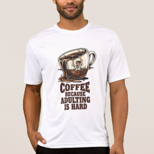 Camiseta Humor Relacionável de Adulto Amante de Café