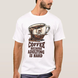 Camiseta Humor Relacionável de Adulto Amante de Café