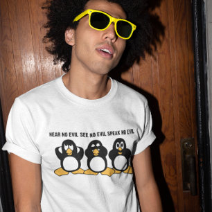 Camiseta Humor sábio de três pinguins