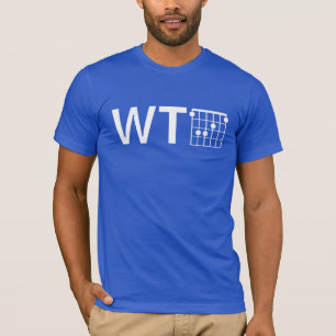 Camiseta Humor WTF com acorde F de violão