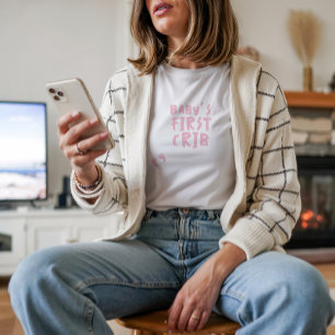 Camiseta Humorística impressão digital de bebê grávida rosa