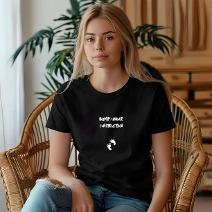 Camiseta Humorística impressão digital de gravidez preto e