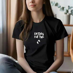 Camiseta Humorística impressão digital de gravidez preto e 