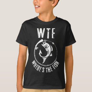Camiseta Humorístico Wtf Onde Está O Peixe Para Pescar Entu