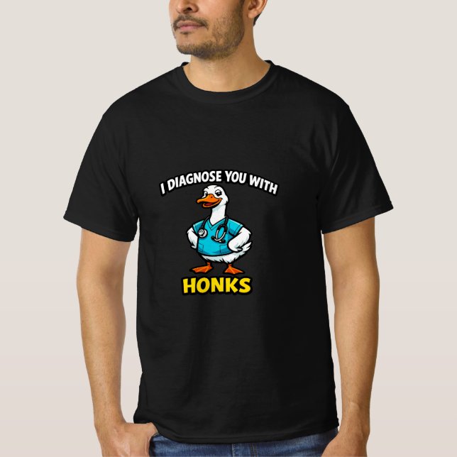 Camiseta Humorous Medical Animal Design – Goose Doctor Honk (Frente)