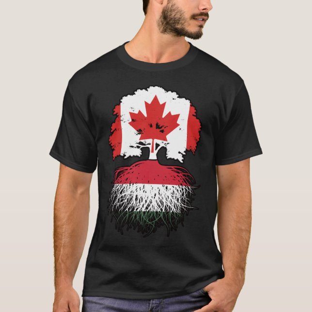Camiseta Húngaro Canadense Canada Tree Roots Flag (Frente)