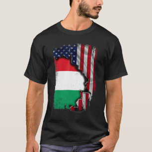 Camiseta Húngaro RAÍZES  Meia Bandeira Americana Patriota H
