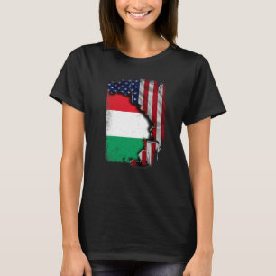 Camiseta Húngaro RAÍZES Metade Bandeira Americana Patriótic