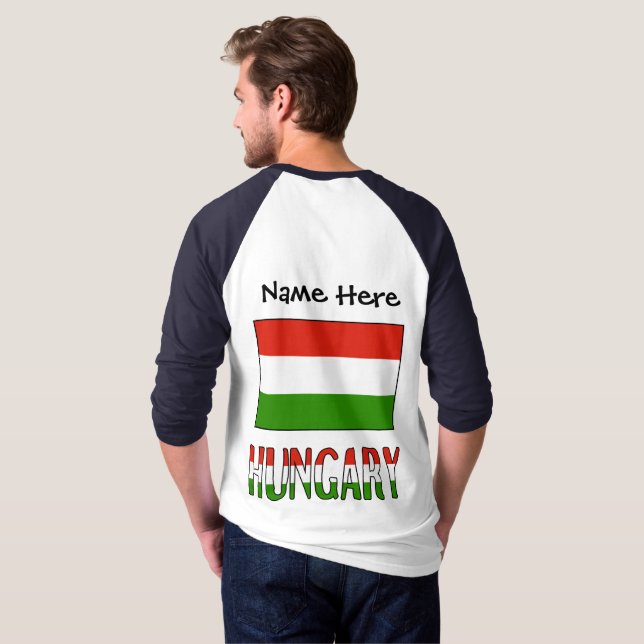 Camiseta Hungria e Bandeira Húngaro Personalizados (Parte Traseira Completa)