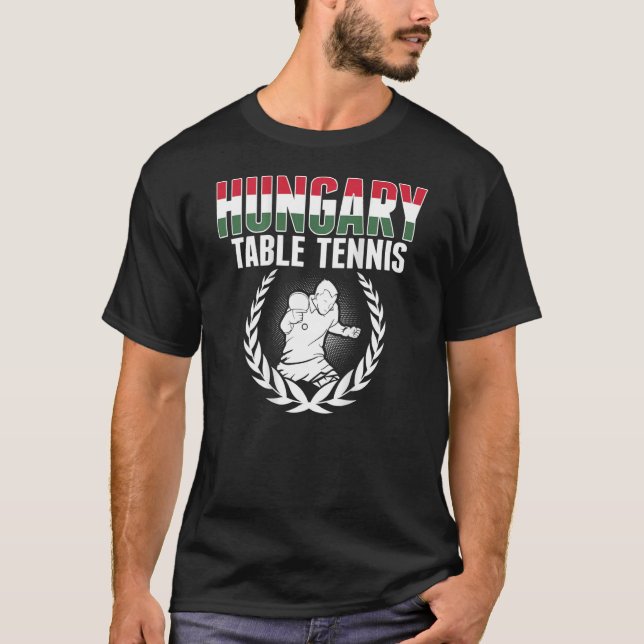 Camiseta Hungria Mesa Ping Pong - Suporte para pinos na Hun (Frente)