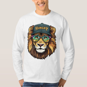 Camiseta Hungry_Lion_dgn- por Maaya_P, Men Long Sleeve Whit