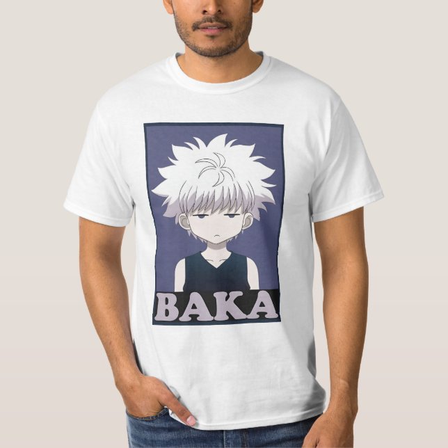 Camiseta " Hunter Amarelo X Hunter Killua Zoldyck Baka " (Frente)