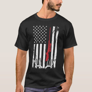 Camiseta Hunter American Flag USA Hunting Deer Gift