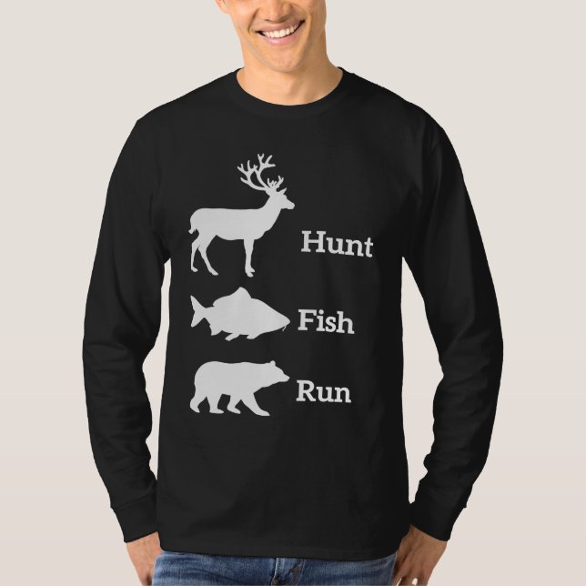 Camiseta Hunting Fishing Hunt Fish Run Bear (Frente)