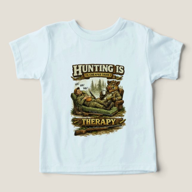Camiseta Hunting Is Cheaper Than Therapy (Design frontal)