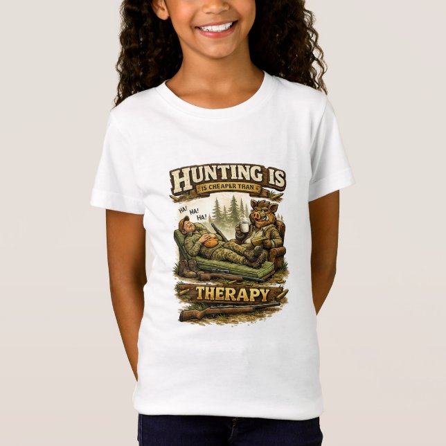 Camiseta Hunting Is Cheaper Than Therapy (Frente)