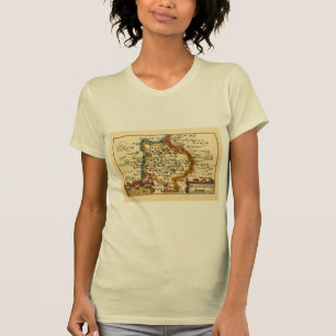 Camiseta Huntingdonshire County England Antigo Mapa Antiquá