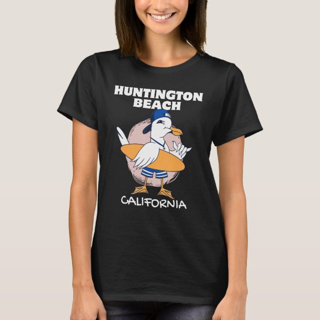 Camiseta HUNTINGTON BEACH CALIFÓRNIA Surfing Retro Wave Vin (Frente)