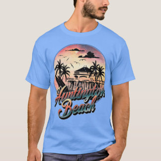 Camiseta Huntington Beach Pier Vintage Sunset Surfboard Sur