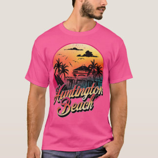 Camiseta Huntington Beach Pier Vintage Sunset Surfboard Sur