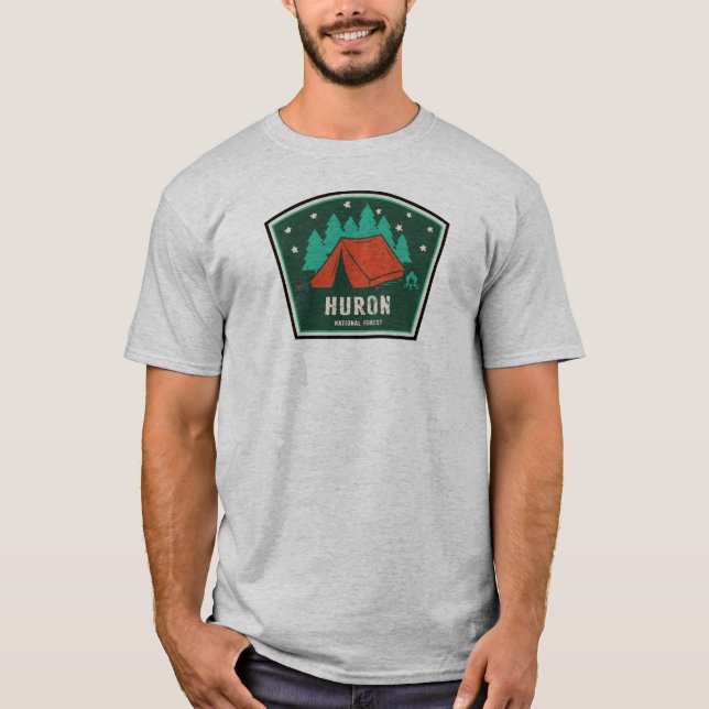 Camiseta Huron National Forest Camping (Frente)